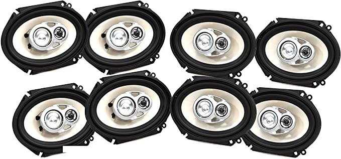 4 Pair Absolute BLS-6803 Blast Series 6x8 Inches 3 Way Car/Marine/ATV/UTV Speakers 640 Watts