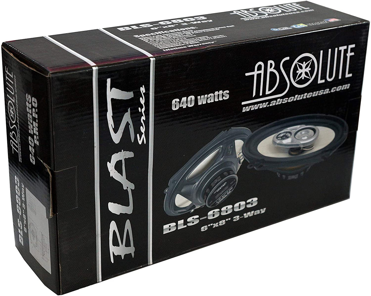 Absolute BLS-6803 Blast Series 6x8 Inches 3 Way Car/Marine/ATV/UTV Speakers 640 Watts