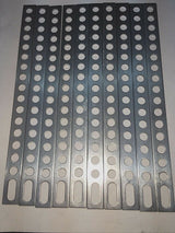 10.5" metal mounting back strap for stereo door secure bracket applications with multiple holes for easy installation.