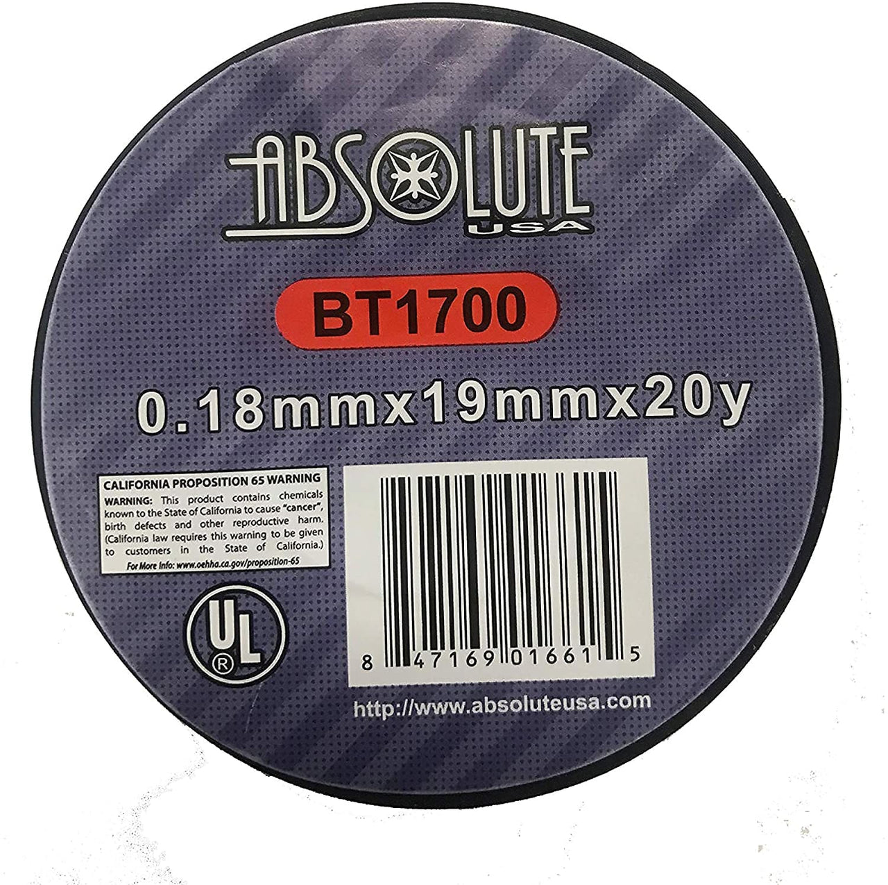 Absolute BT1700 3M Quality General Use 0.18mm x 3/4" x 20 Yard Electrical Vinyl Tape 3/4" x 60'
