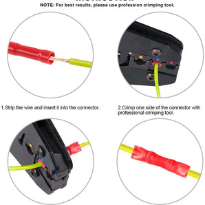 red insulated crimp terminals with dimensions A.W.G. 22-16 max current 10A wire range 0.5-1.5mm².