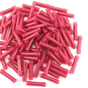 A pile of XScorpion nylon butt connectors, 22/18 gauge, red color, used for wire crimping, 400 pack.