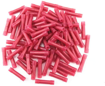 A pile of XScorpion nylon butt connectors, 22/18 gauge, red color, used for wire crimping, 400 pack.