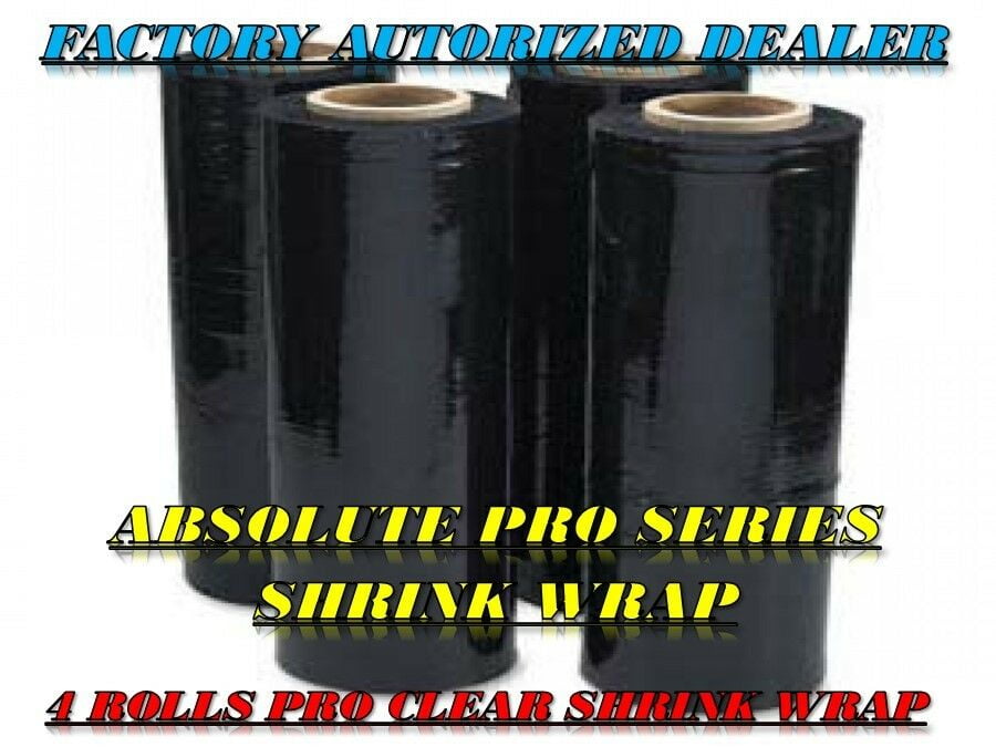 4 Rolls BLACK Hand Pallet Shrink Wrap Plastic Stretch Film 18" Wide 1500SQFt.