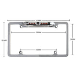 Absolute CAM2100S universal car front view camera with LED night vision and chrome frame for vehicle license plate.