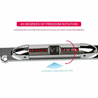 Absolute CAM2100S universal car front view camera showcasing 170 degree large angle of view and infrared night vision capability.