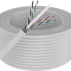 AT 1000' Cat6 Ethernet White Bulk Network Cable 23AWG 600Mhz UL Bare Solid Copper Wire UTP 1000' White