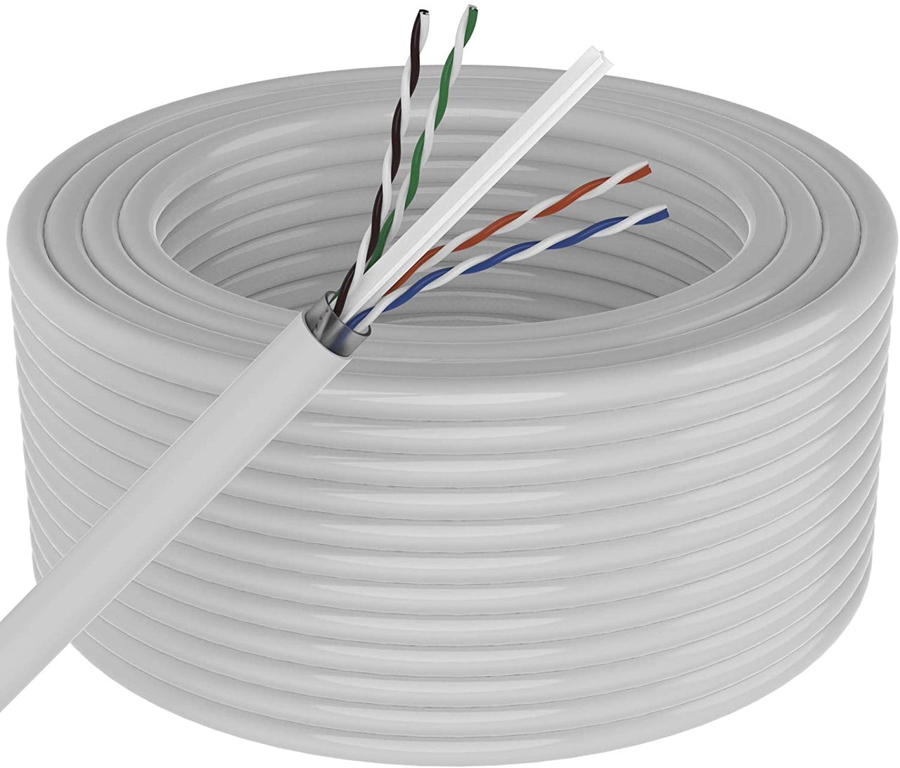 American Terminal 1000' Cat6 Ethernet White Bulk Network Cable<br/> 23AWG 600Mhz UL Bare Solid Copper Wire UTP 1000' White