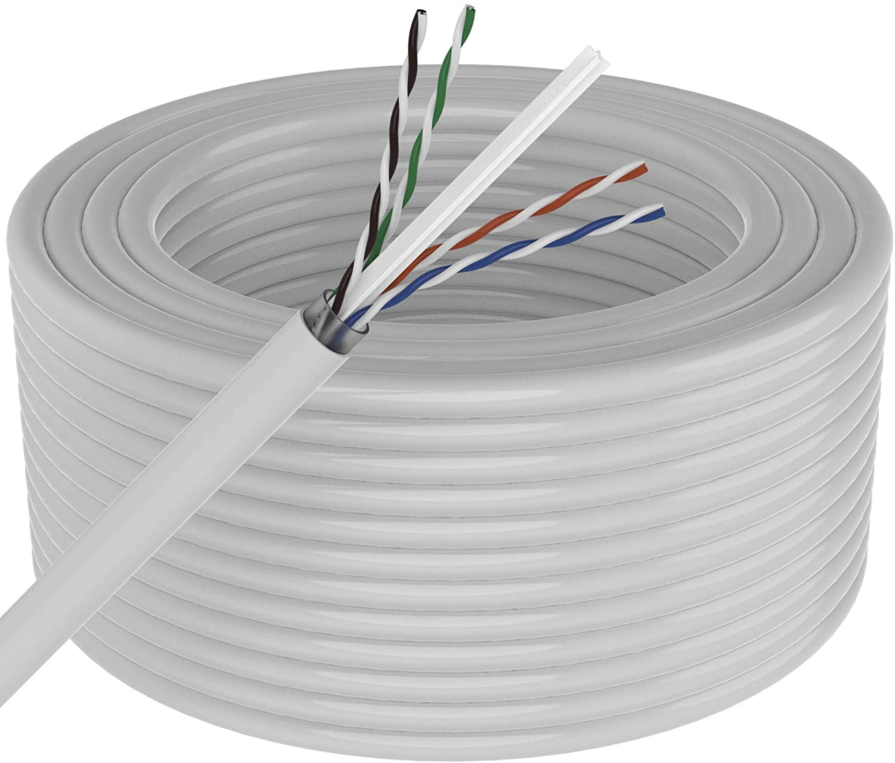 Patron 500' Cat6 Ethernet White Bulk Network Cable<br/> 23AWG 600Mhz UL Bare Solid Copper Wire UTP 500' White