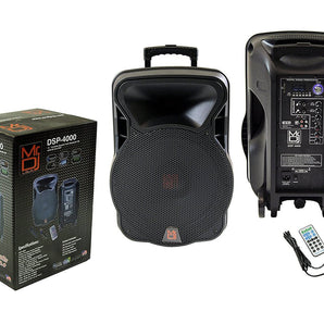 MR DJ DSP4000 15" 2 Way Portable Speaker Bluetooth FM Radio USB/SD & DSP Player Technology