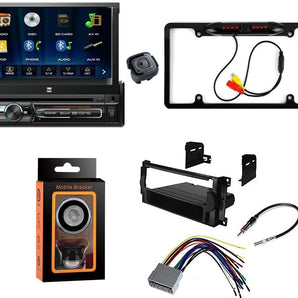 Dual XDVD176BT 7" Touchscreen Single DIN Car Stereo CAM1500B Rear Camera Magnet Phone Holder & Dash Kit for 05-07 Grand Cherokee