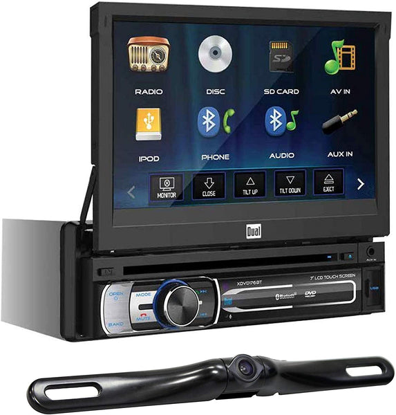 Dual Electronics XDVD176BT 7" LED Backlit Touchscreen LCD Single DIN Car Stereo + Absolute Rear Camera Back up