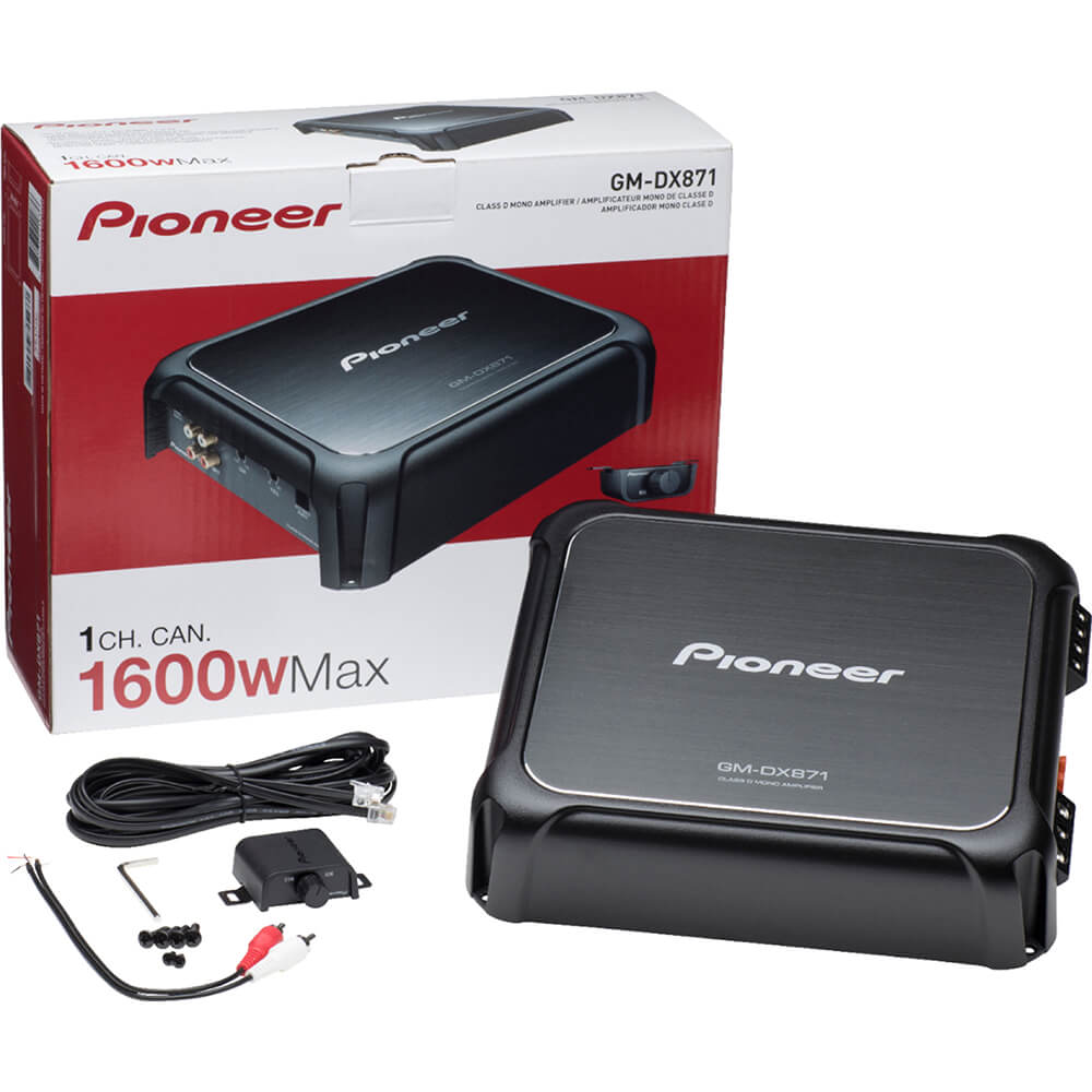 Pioneer GM-DX871 1600 Watts Class D Mono Amplifier Bass Boost Remote + 4 Gauge Amp Kit