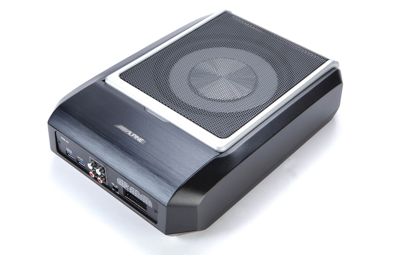 Alpine PWD-X5 Powered Subwoofer Powered Compact Subwoofer Enclosure with Built-in Amplifier & Digital Sound Processor (DSP)