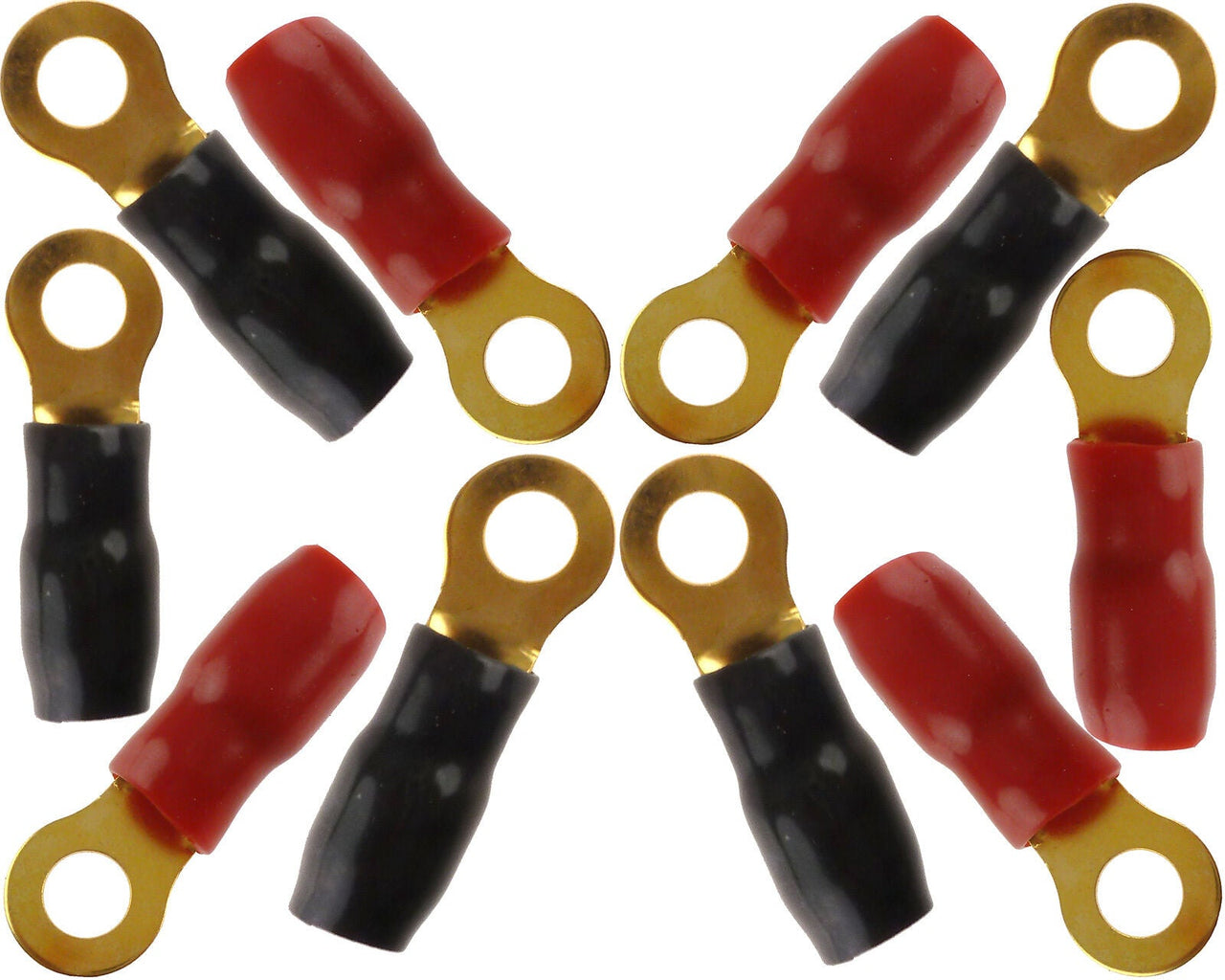 Absolute GRT4-10 4 Gauge Crimp Ring Terminals Connectors 10-Pack (Red Black)