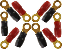 Thumbnail for Absolute GRT4-10 4 Gauge Crimp Ring Terminals Connectors 10-Pack (Red Black)