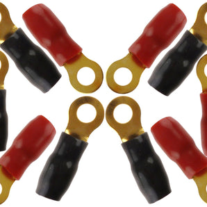 XP Audio XGRT4-10 4 Gauge Crimp Ring Terminals Connectors 10-Pack (Red Black)