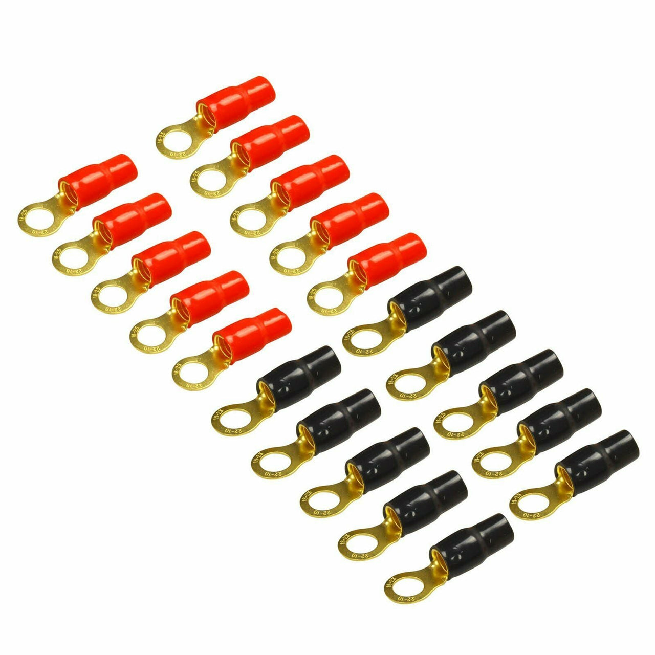 Absolute GRT8-20 8 Gauge Crimp Ring Terminals Connectors 20-Pack (Red Black)
