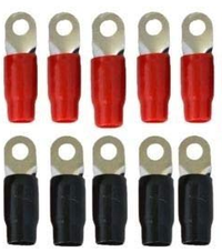 Thumbnail for American Terminal GRT0010 1/0 Gauge Crimp Ring Terminals Connectors 10-Pack (Red, Black)