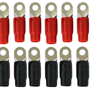 Absolute USA 0 Gauge Ring Terminal 20 Pack 5/16" 1/0 AWG Wire Crimp Cable Red/Black