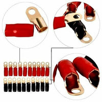 Thumbnail for 1/0 Gauge Crimp Ring Terminals Connectors 100-Pack (Red Black)