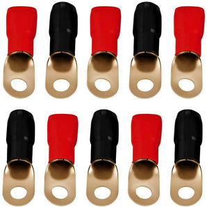1/0 Gauge Crimp Ring Terminals Connectors 100-Pack (Red Black)