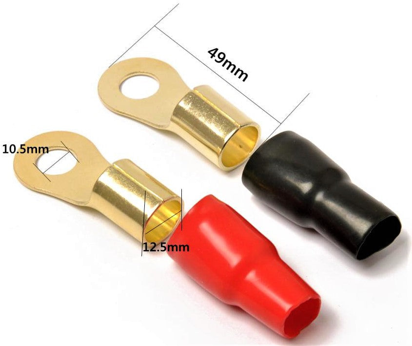 Absolute USA GRT00100 1/0 Gauge Crimp Ring Terminals Connectors 100-Pack (Red Black)