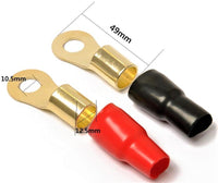 Thumbnail for MK Audio GRT00-100 1/0 Gauge Crimp Ring Terminals Connectors 100-Pack (Red Black)