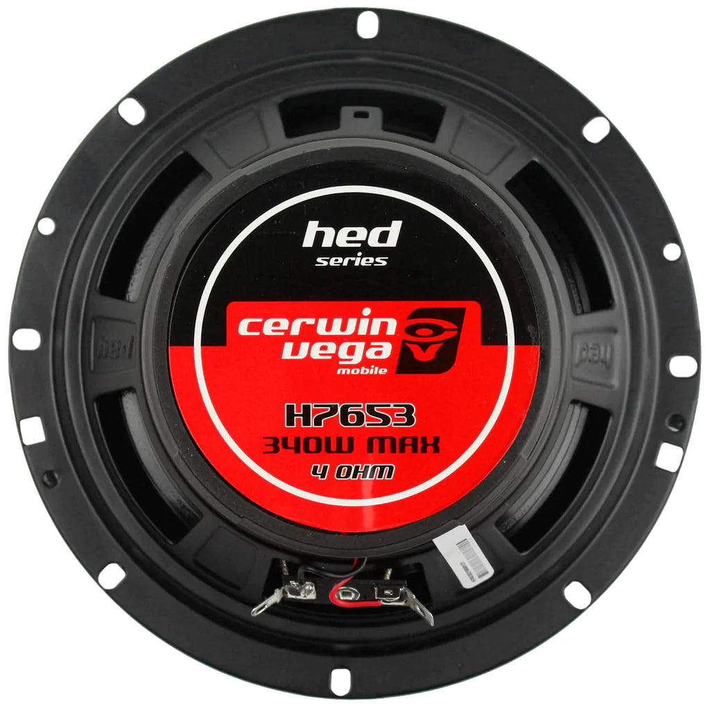 Cerwin-Vega Mobile H7653 HED Series 3-Way Coaxial Speakers 6.5", 340 Watts max, BLACK,