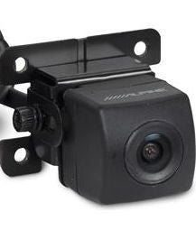 Alpine HCE-C1100 backup camera in a compact square design with lens.