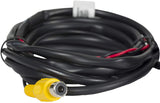 Coiled video cable with yellow RCA connector for rear-view camera installation.