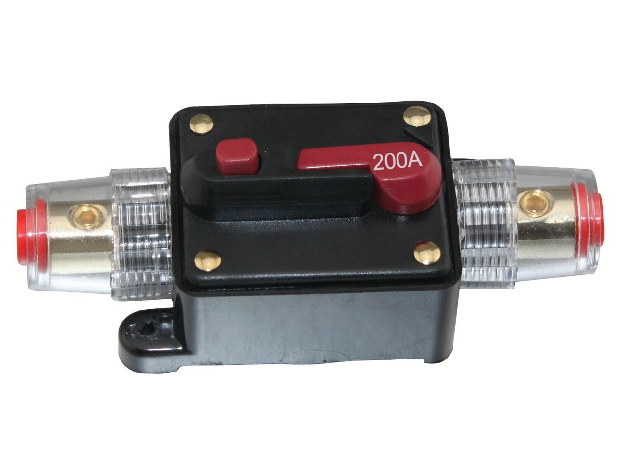 Absolute ICB200 4/8 AWG 200 Amp in-line Circuit Breaker with Manual Reset with Manual Reset Car Auto Marine Boat Stereo