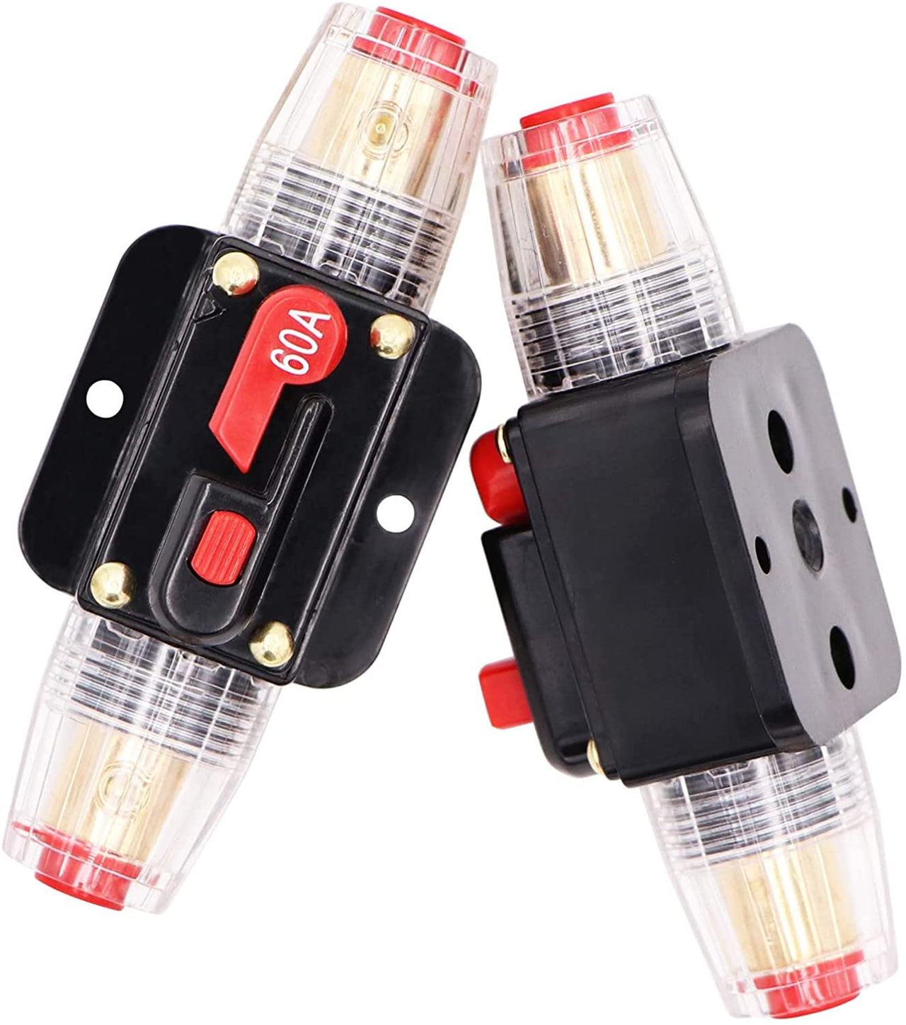 2 Absolute ICB60 4/8 AWG 60 Amp in-line Circuit Breaker with Manual Reset with Manual Reset Car Auto Marine Boat Stereo