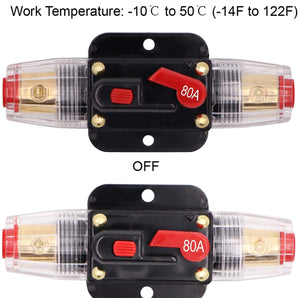 Absolute ICB80 80 Amp Circuit Breaker 4/8 AWG Inline Manual Reset Fuse Holder
