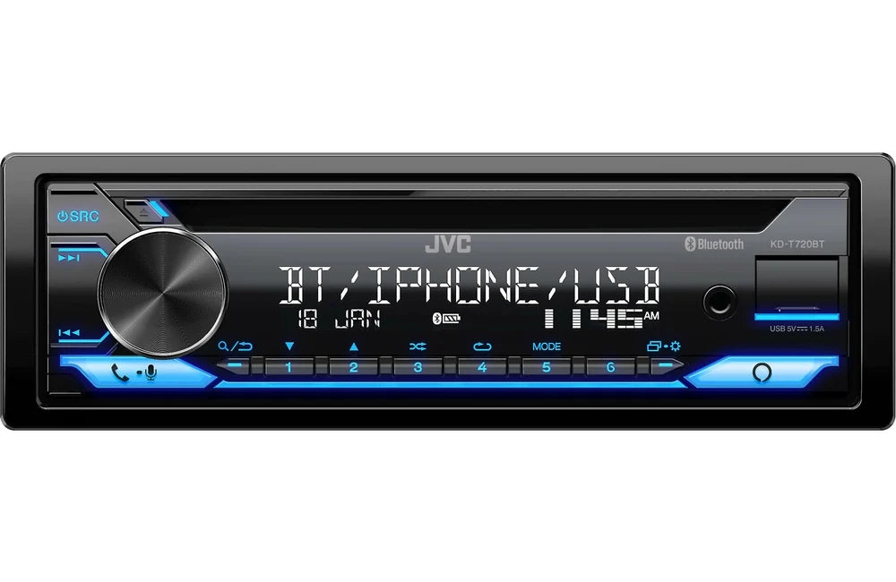 JVC KD-T720BT Single-DIN In-Dash CD Multimedia Receiver with Bluetooth and Built-in Alexa