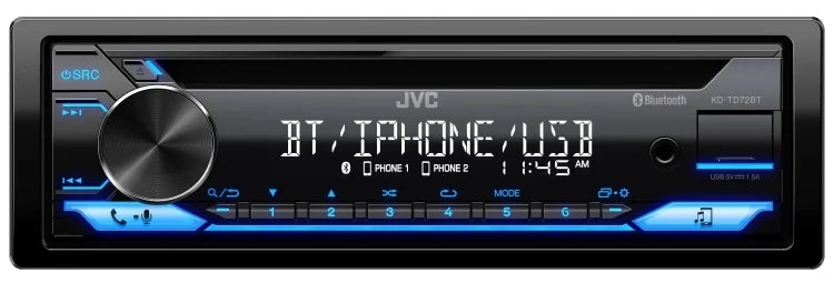 Jvc KD-TD72BT Single-DIN In-Dash CD Multimedia Receiver with Bluetooth