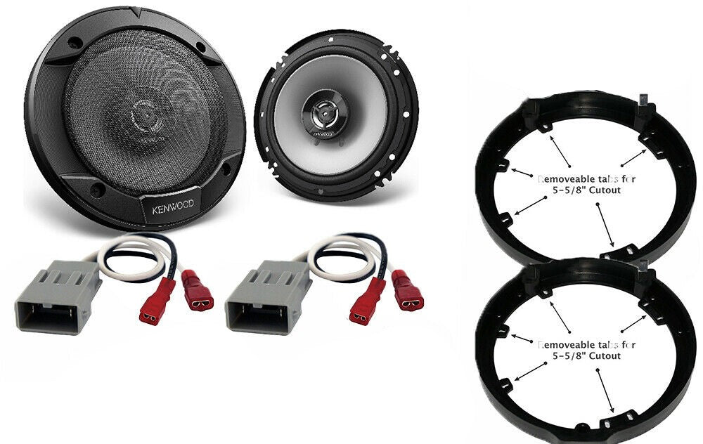 Kenwood KFC1666S + Front or Rear Speaker Adapters + Harness For Select Honda and Acura Vehicles