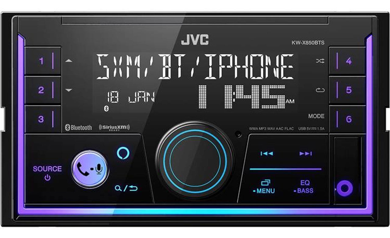 Jvc KW-X850BTS 2-DIN Digital Media Receiver featuring Bluetooth® / USB / SiriusXM / Amazon Alexa / 13-Band EQ / Variable-Color Illumination /JVC Remote App Compatibility