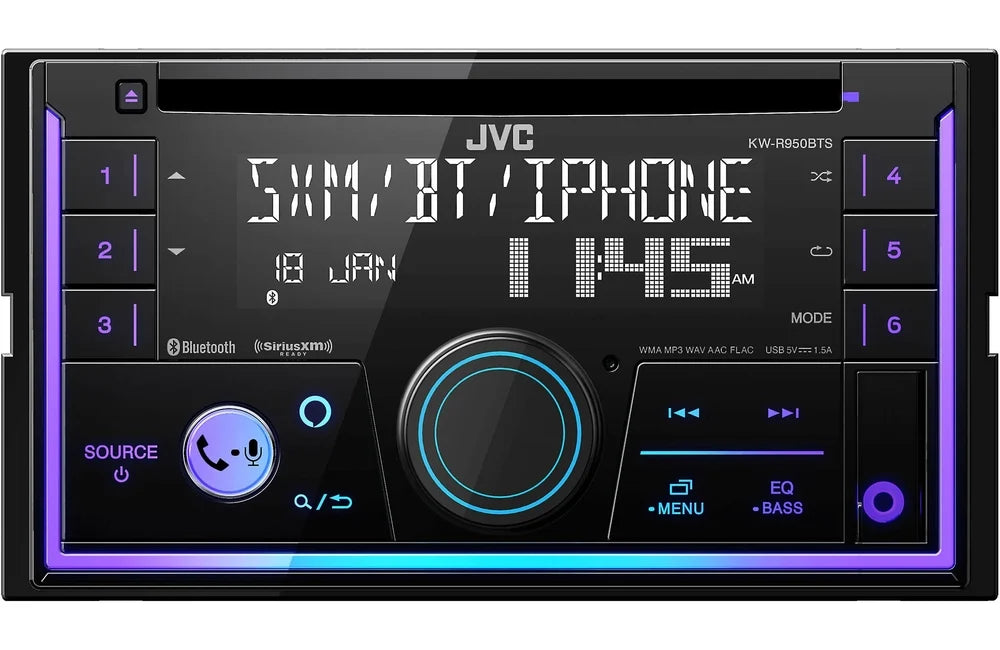 JVC KW-R950BTS Double DIN In-Dash CD Car Stereo Receiver with Bluetooth and Built-in Alexa (SiriusXM Ready)