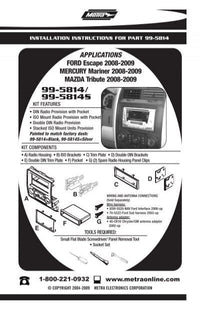 Thumbnail for Metra 99-5814S Single/Double DIN Dash Multi-Kit for Select Ford/Mercury/Mazda