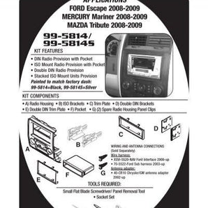 Metra 99-5814S Single/Double DIN Install Dash Kit for 2008-12 Ford/Mercury/Mazda