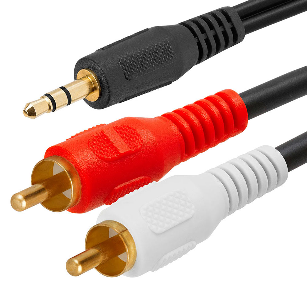 Absolute 6 Feet Y Cable Splitter 1-Mini Plug, 2-RCA Plugs