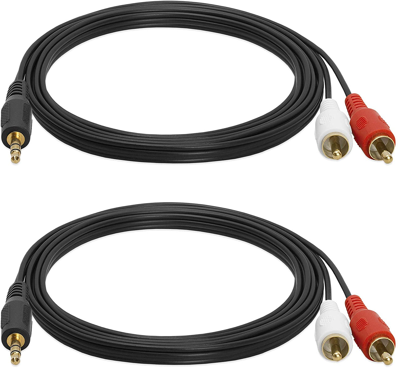 2 Absolute USA Y Cable Splitter 1-Mini Plug, 2-RCA Plugs (6 feet)