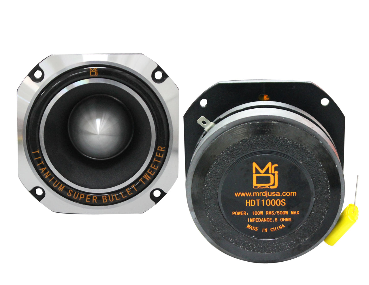 2 MR DJ HDT1000S 4-Inch Titanium Horn Bullet High Compression Tweeter for Car, Van, ATV, UTV, Marine, Boat, Motorcycle, Motorsports, and Competition