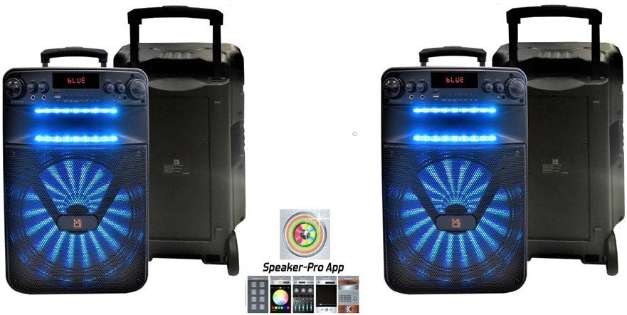 2 Mr Dj ART Bluetooth Speaker <BR/>12" Portable Speaker with Bluetooth/Rechargeable Battery and App Control