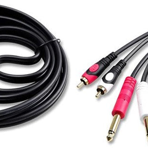 2 Pair CDQR12 12 Feet Dual 1/4" TS Mono to Dual RCA Male Pro DJ PA Audio Cable