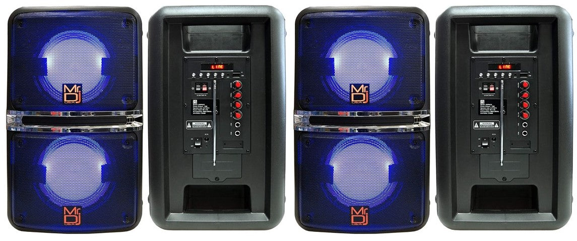 2 MR Dj GOPACK Bluetooth Speaker<br/>Dual 6.5" Portable Outdoor Speaker Built-in Bluetooth, USB/Micro SD Card Reader, with Rechargeable Battery & LED Accent Lighting 1200W P.M.P.O