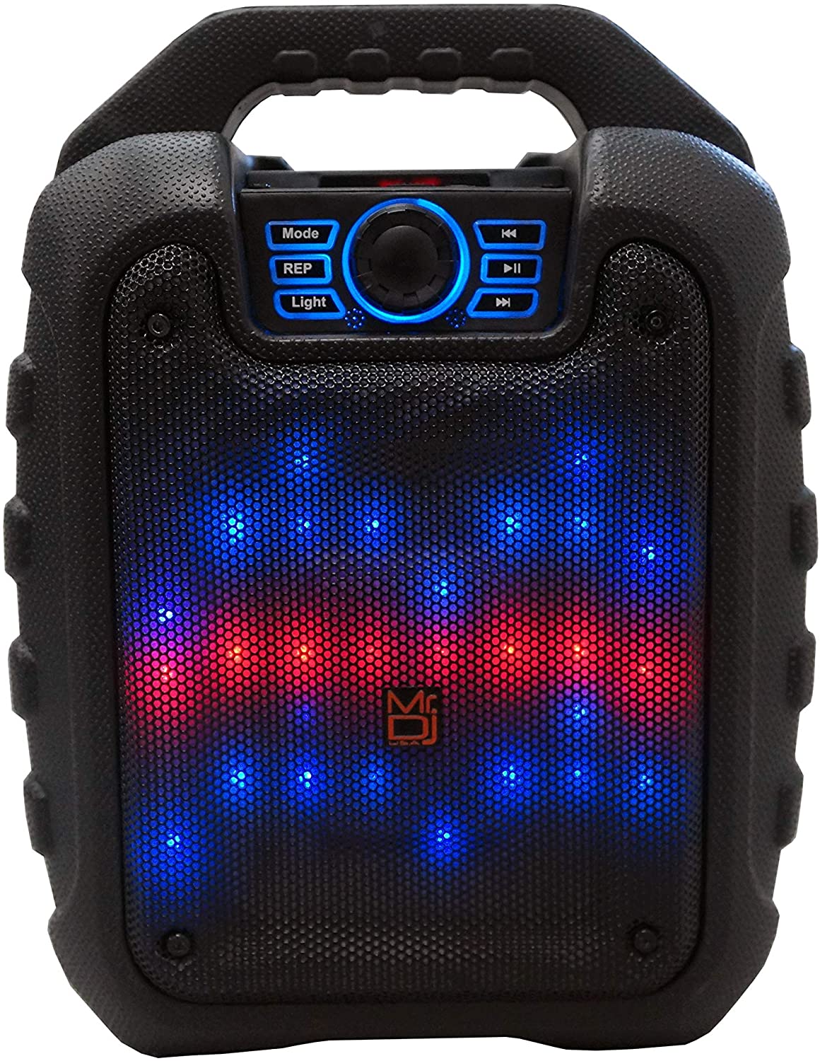 Mr. Dj Disco Bluetooth Speaker<br/>Wireless Portable Bluetooth Speaker Karaoke Machine with Sound Activated Lights, Battery Powered, FM Radio, USB/Micro SD Card, & LED Party Light