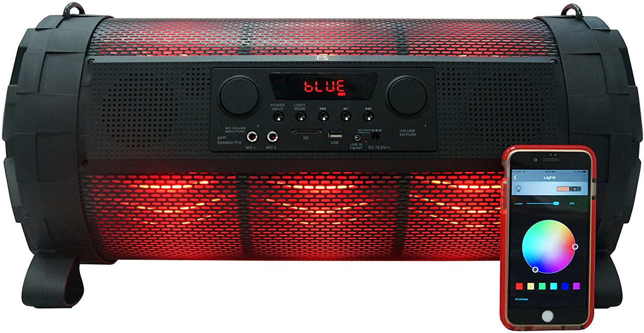 MR DJ EXATUBE Bluetooth Speaker<br/>Loud Karaoke Boombox Bluetooth LED APP Portable Speaker 8" Woofer Powered Battery