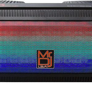 MR DJ Matrix Black Bluetooth Speaker Bluetooth Speaker Karaoke Machine Sound Activated Lights, FM Radio, USB/Micro SD Card, & LED Party Light Perfect for Party